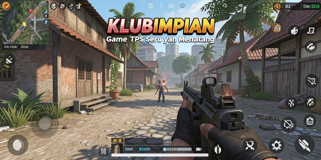 Screenshot gameplay KLUBIMPIAN menampilkan aksi seru dalam pertempuran TPS.