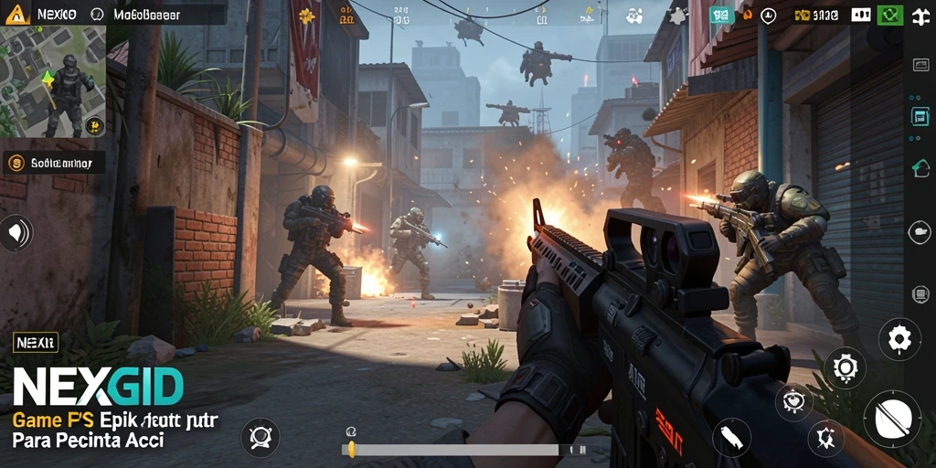 Tampilan gameplay intens dari NEXGID dalam pertempuran FPS.