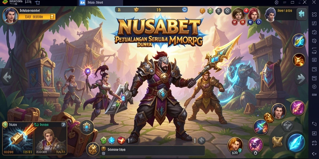 Screenshot gameplay NUSABET menunjukkan pertempuran epik dalam dunia MMORPG.